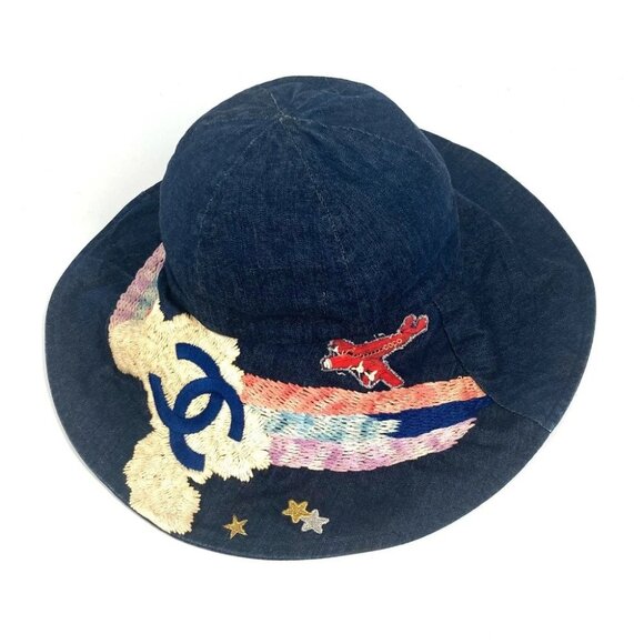 CHANEL Denim Night flight hat hat bucket hat bob hat hat cotton blue main image 6